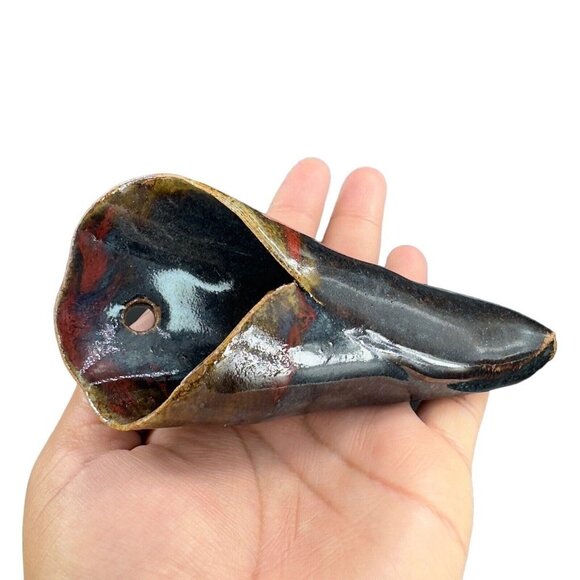 Vintage B Creek Hand Made Pottery Wall Pocked Vase Signed Ceramic Vase Wall Dec - Picture 2 of 10